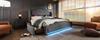 Upholstered Bed 180×200, Double with 4 Drawers, LED Lighting and USB-C Charging, Storage and Youth with Slatted Frame, Velvet, Grey, without Mattress
