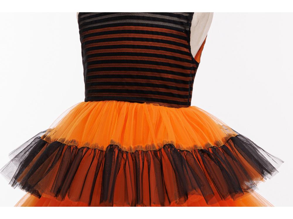 Halloween Princess Striped Irregular Puff Mesh Skirt - Witch Costume