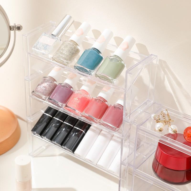 Multifunction Clear Nail Polish Rack Cosmetic Display Stand Holder Manicure Tool Storage Organizer