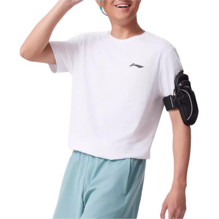 Li Ning Running Series Casual Simple Sports Pullover Crew Neck Solid Color Short Sleeve T-Shirt Men Tops White ATSV471-2