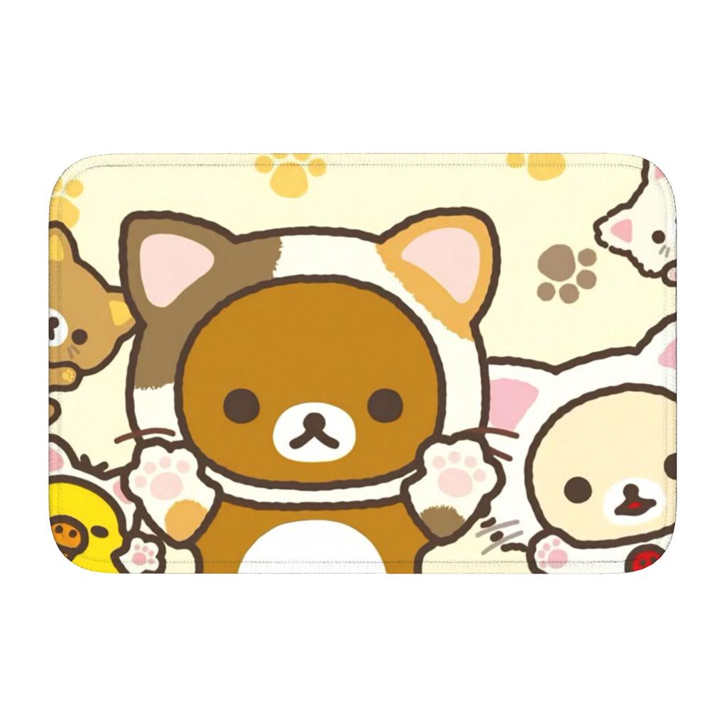 R-Rilakkumaes Cartoon Floor Door Kitchen Bathroom Mat Anti-Slip Indoor Doormat Garden Living Room Entrance Rug Carpet Footpad