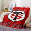 1PC Stade Toulouse Crest Custom Name Patterned Flannel Blanket Suitable For All Seasons For Home Decor Warmth And Comfort Gifts Holiday Present