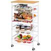 5-Tier Rolling Metal Cart with Drawers & Wheels - Multi-Room Storage for Kitchen/Bathroom/Living Room/Office, White