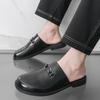 Men's bag head slippers 46 large size new half-drag leather shoes fashion trend foreign trade men's foot lazy shoes