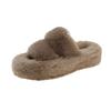 Fashion Winter New Thick Sole Cotton Sandals Women Fashion Round Head Open Toe Suede Comfort with Fluffy Flip-flops
