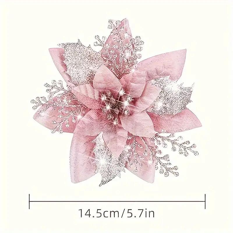 

Серебристо-розовая пуансеттия искусственный цветок – украшение для рождественской елки и венка для праздника или свадьбы 1pcs розовый