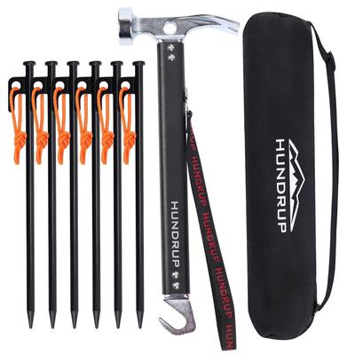 HUNDRUP Martelo de Estacas Inovador 6 x 30cm Estacas Forjadas com Aço de Alto Carbono Refletivo e Construção em Alumínio com Armazenamento Ideal para Estaca Estaca e