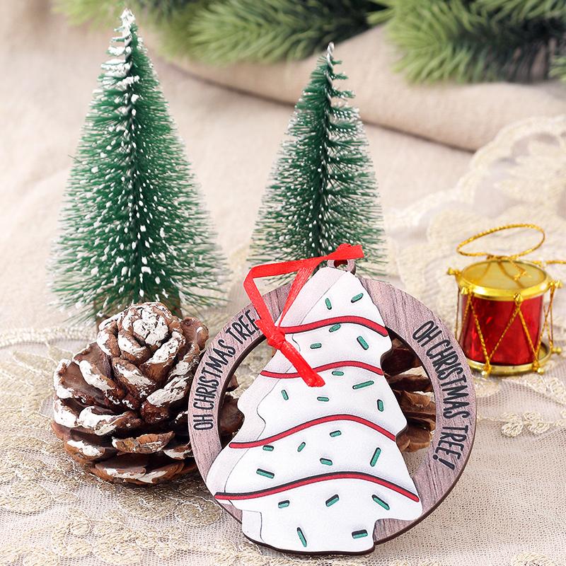 Christmas Pendant Wooden Christmas Tree Ornaments Xmas Hanging Pendants for Home Room Party Decor 2025 New Year Gift Accessories