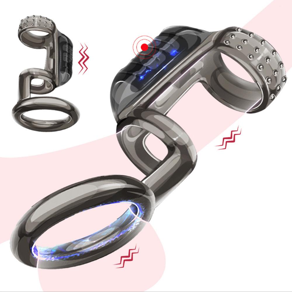 Penis Sleeve Vibrating Cock Ring for Men Adult Sex Toys Reusable Cock Sleeve Couple Vibrator Penis Enlargement Sleeves Men Toys