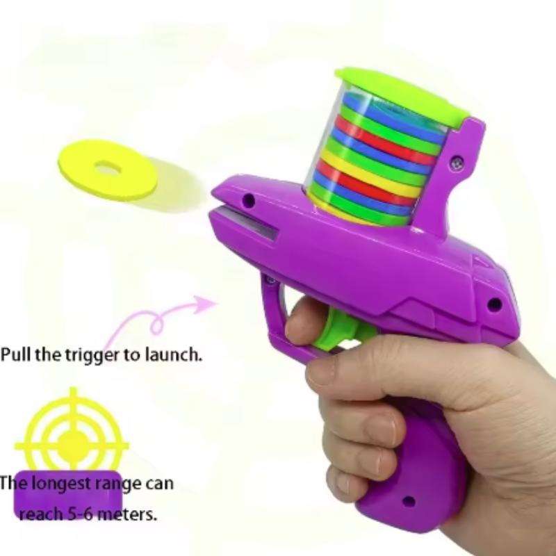 Kids Outdoor Foam Disc Gun Toy Double Launcher Interactive Parent-Child Flying Game Shooting Toy for Children