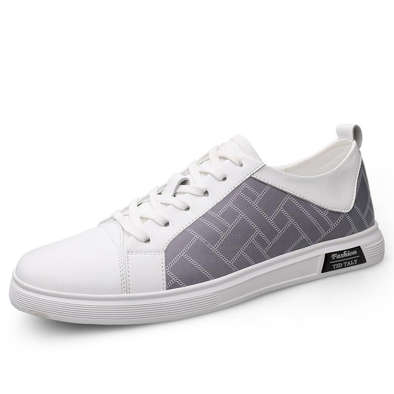 

Fashion Genuine Leather Men Casual Sneakers New Fashion Lace-up Shoes Comfort Sports Vulcanized Shoes All-match Male Skateboard Footwear 44 белый