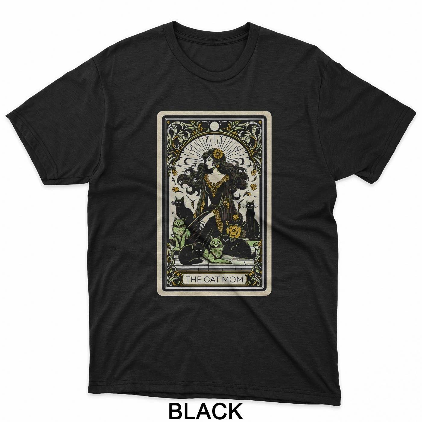

Cat Mom Witch with Floral Gothic Frame Feline Tarot T-Shirt 2XL