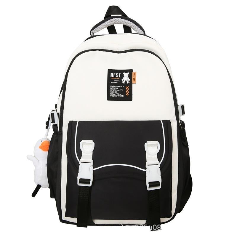Schoolbag New Student School Bag Girls Anti-splashing Backpack Premium Contrast Color Nylon Middle School Student Backpack
