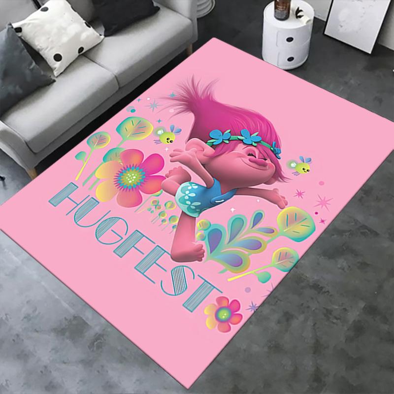 Hugfest, Trolls, Poppy Office Carpet Soft Polyester Entrance Carpet Washable Non-slip Machine Washable Indoor Carpet Living Room Bedroom Din