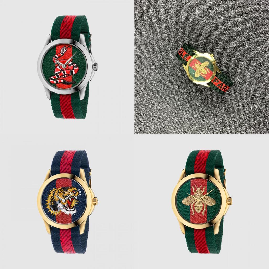 Female Sport Watch With Snake Tiger And Bee Embroidery Design For Daily Wear