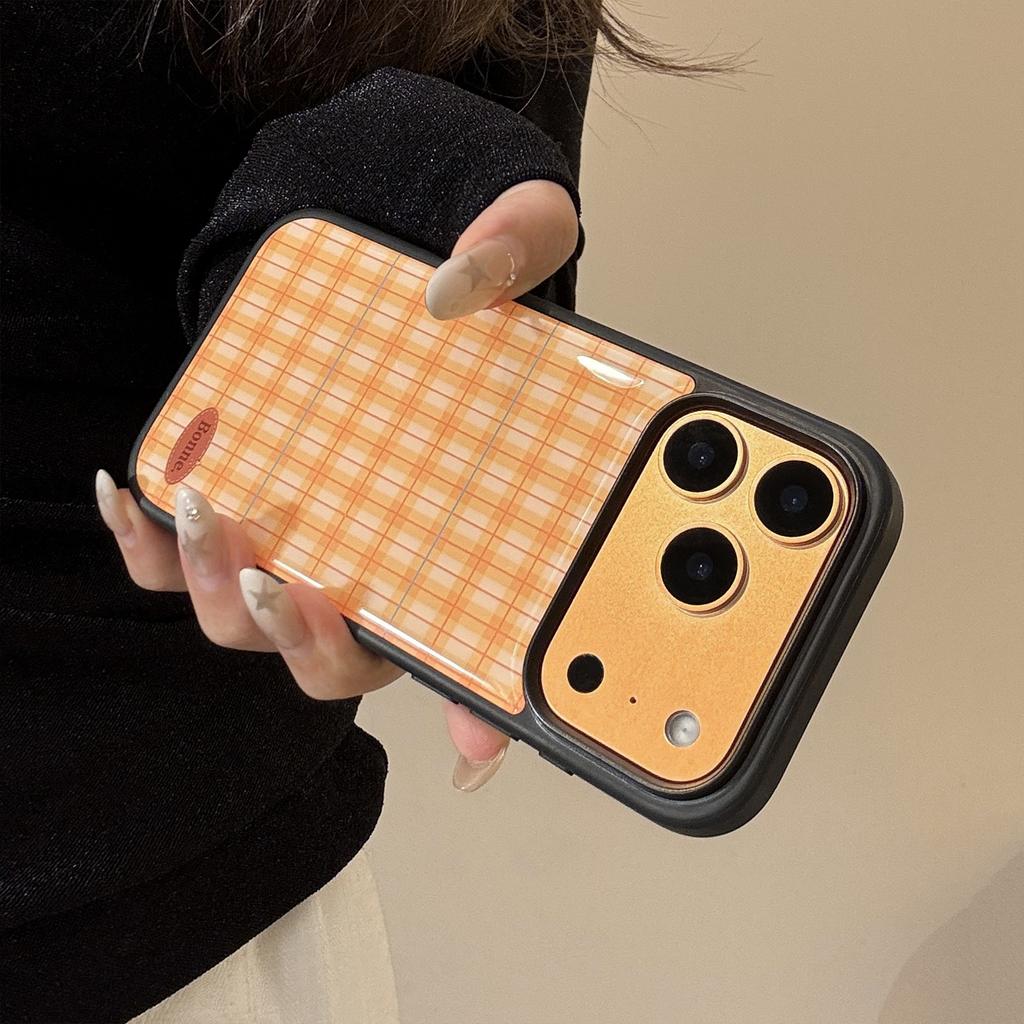 Orange Grid Pattern Phone Case for Apple iPhone 15/13/17 Promax
