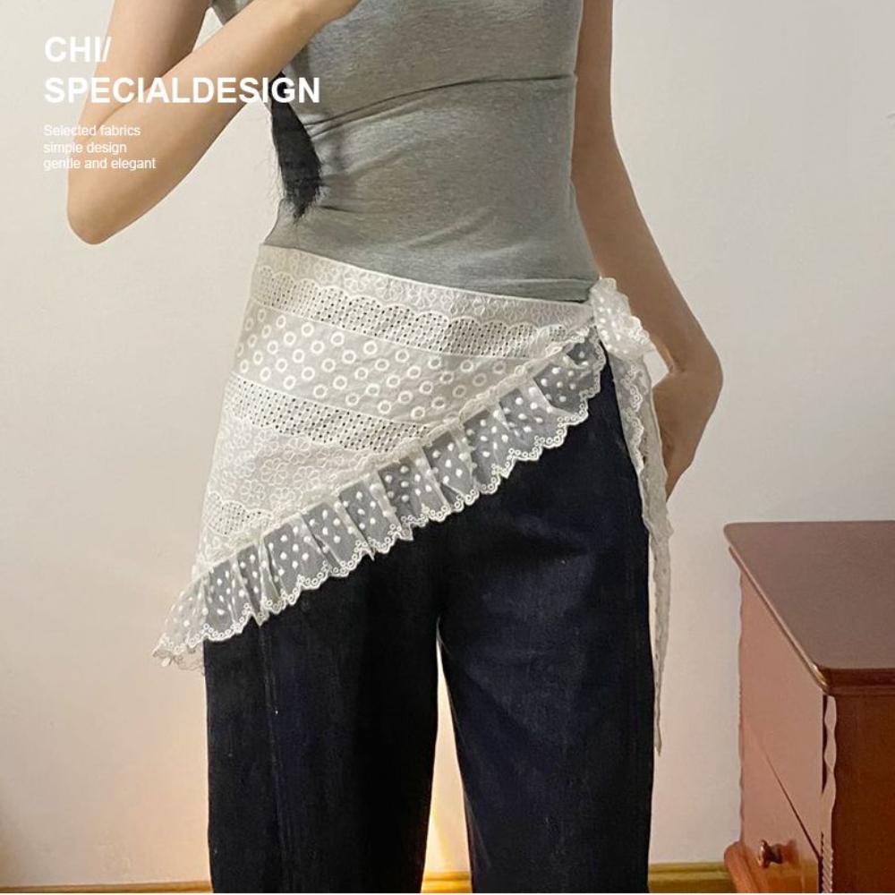 2025 French Lace Layering Scarf | White Waist Chain | Premium Denim Styling