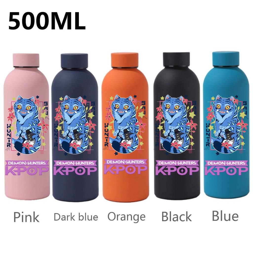 500ML KPop Dämonenjäger Cartoon Druck Sport Auslaufsicher Hohe Qualität Edelstahl Isoliert Wasserbecher Geburtstag Geburtstag Hohe Qualität Geschenke
