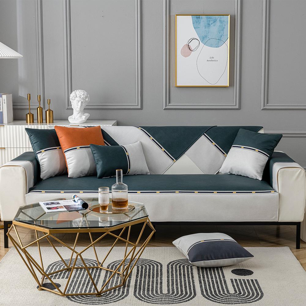 

Подушка для дивана из искусственной кожи, универсальный нескользящий кожаный чехол для дивана на четыре сезона, простая современная водонепроницаемая подушка, полностью покрытая тканью 70*70