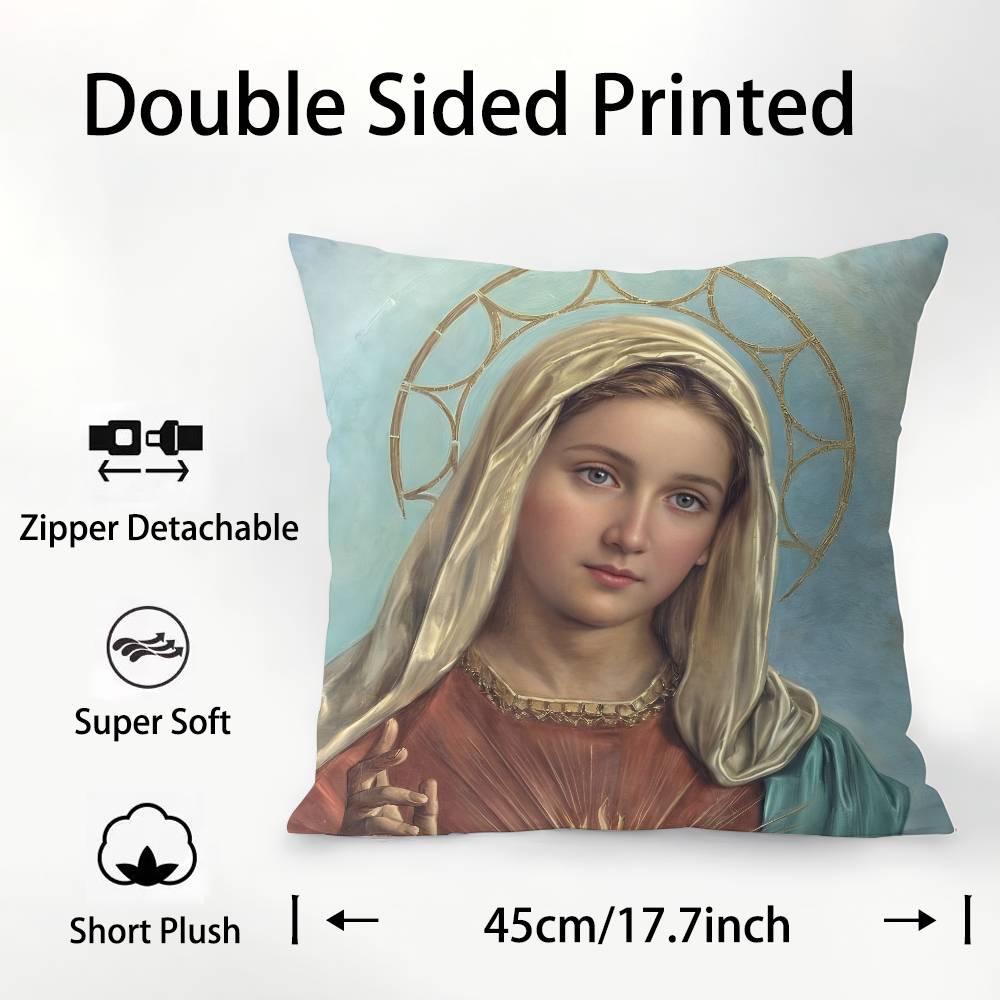 Retro V-Virgin Mary Pillow Case Plush Fabric Soft Pillowcase Double Sided Print Cushion Cover Household Gifts