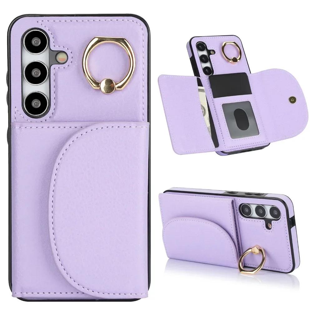 Ringständer Kartenhalter Handyhülle für Samsung Galaxy S21 S23 FE S22 S24 S25 Ultra S26 Plus A36 A15 A55 A35 A16 A56 Lederhülle