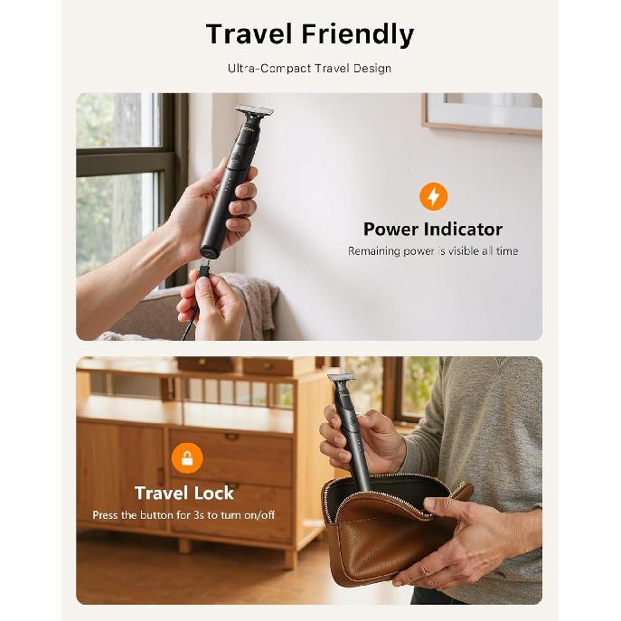 [2025 Upgraded Beard & Body Hair Trimmer for Men [All-in-One] USB-C Fast Charging, Groin & Ball Hair Painless Electric Shaver, Travel Razors,