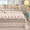 Thick Warm Milk Coral Fleece Bedding Set Floral Bedspread Quilt Cover Lace Trim Home