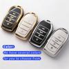 for Toyota Key Fob Cover Soft TPU with Premium Leather Keychain Protection Key Fob Case Fit for Grand Highlander Tundra Prius Crown Corolla Cross