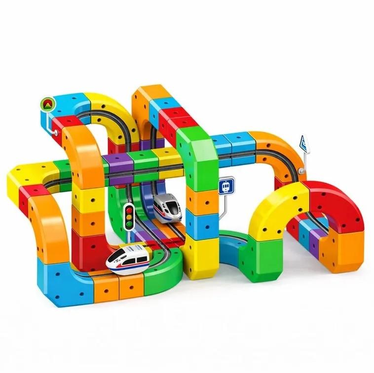 Electric modular train track construction anti-gravity train 81pcs
