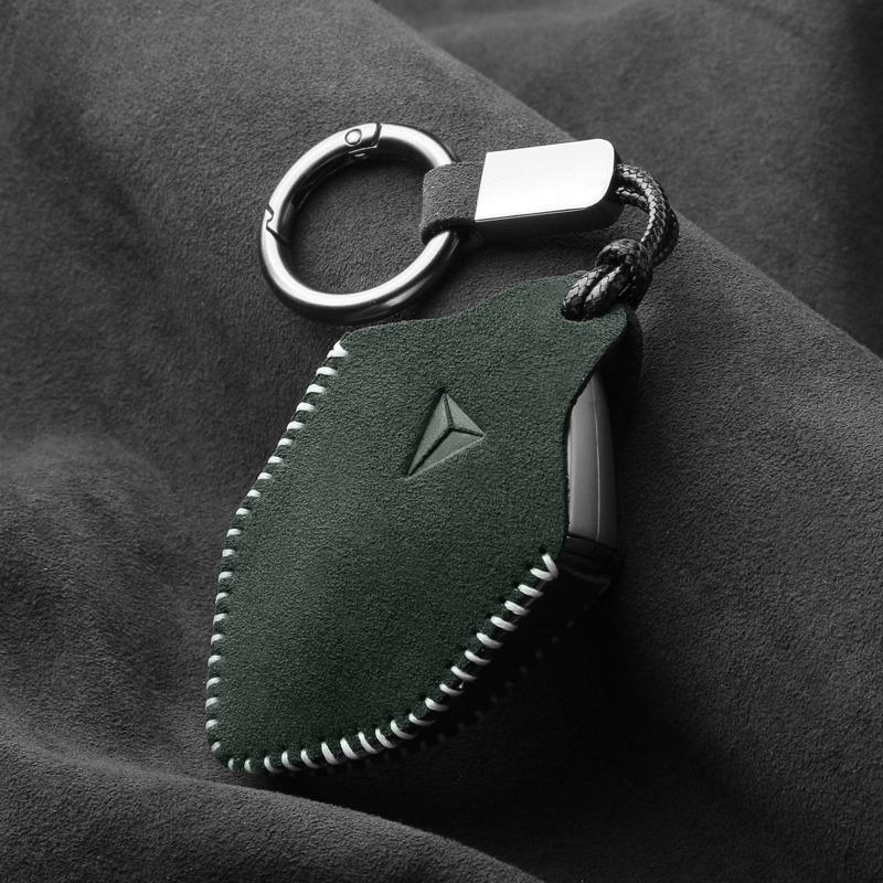For Changan Deepal SL03 S07 G318 S05 Suede Leather Key Case Cover Full Package Keychain HandSewn Storage Bag Keychain Fob Holder