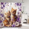 Funny Cute Animal Shower Curtain Riding Shark Cat, Dog In Bathtub And Pretty Pig Polyester Fabric Shower Curtains Bathroom Decor