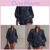 Elegante Vestito Suede Manica Lunga Collo Alto Stile Britannico per Uso Casual e da Festa