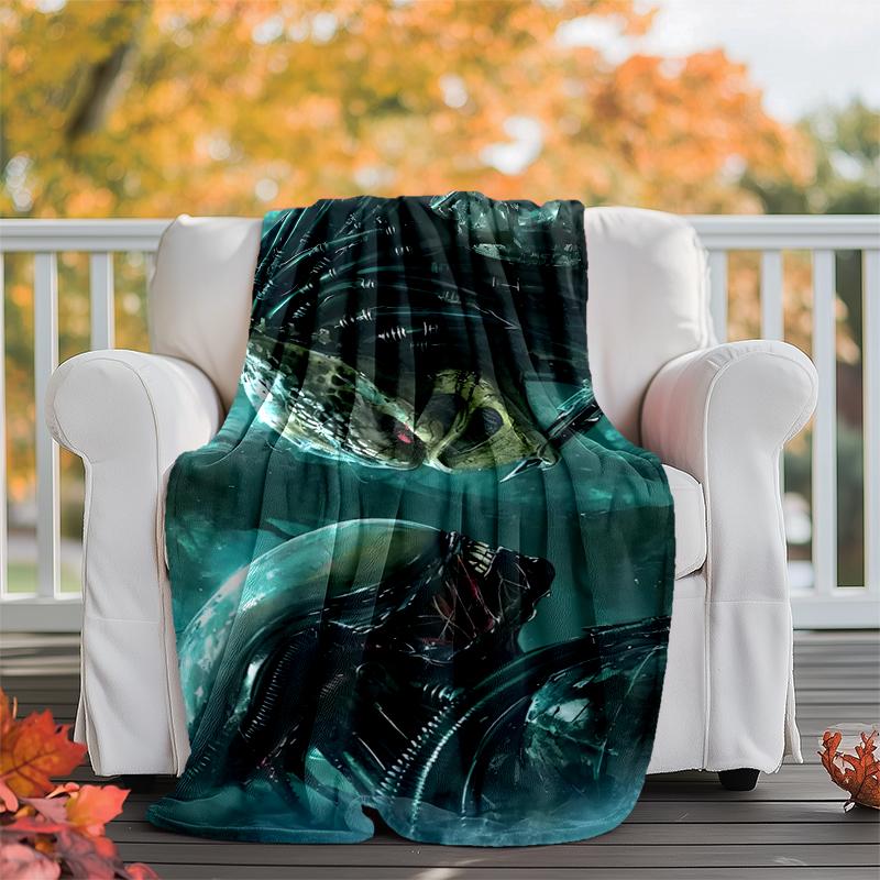 Alien Flannel Blanket Soft Warm All-Season Throw, Design for Camping, Car Travel, Hiking Sofa, Bed, Office Perfect Gift for Parties