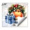 Cute Animal Pattern Stickers Christmas Bird Static Window Sticker, Watercolor Glass with Wreath And Gift Box, PVC Creative Holiday Waterproof