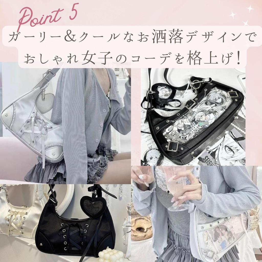 Harujio Ita Shoulder Hidden Shoulder Mini Ita Otaku Ita Popular Bag, Small, Bag, Bag, Handbag, Bag, Clear, Activity, Y2K, Bag, Black, Silver, Cute,