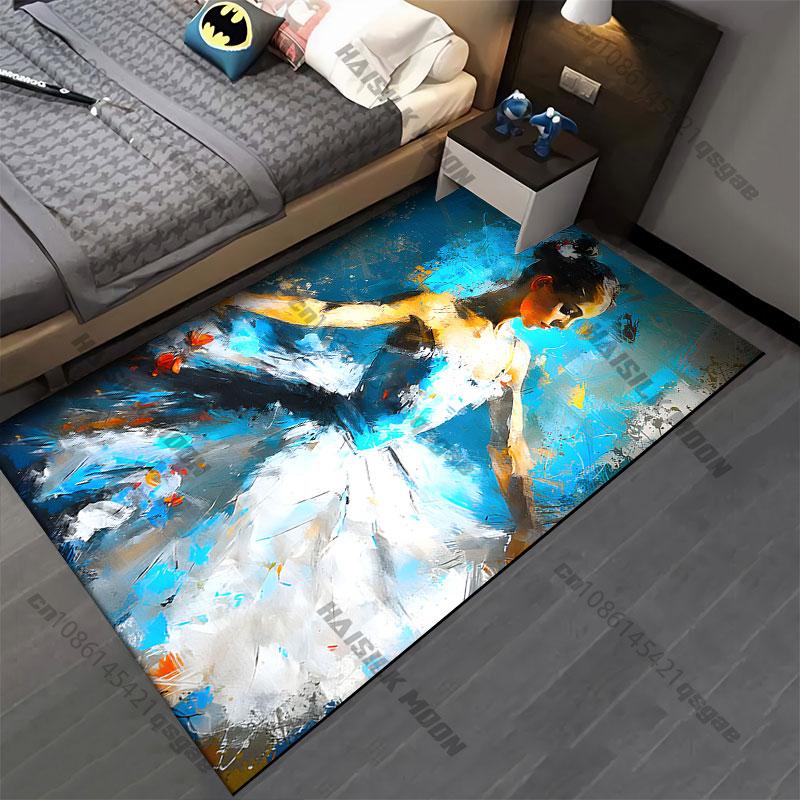Elegant Ballet Dancer In Motion Carpet Yoga Living Room Room Decor Children's Crawling Mat Doormat Area Rug Games Mat