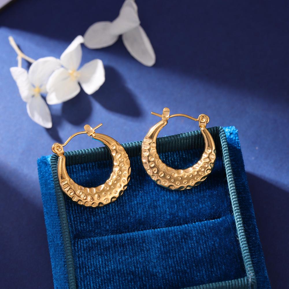 Geometric Irregular Oil Drop Earrings: Stainless Steel & Titanium Fashion Ear Hoops