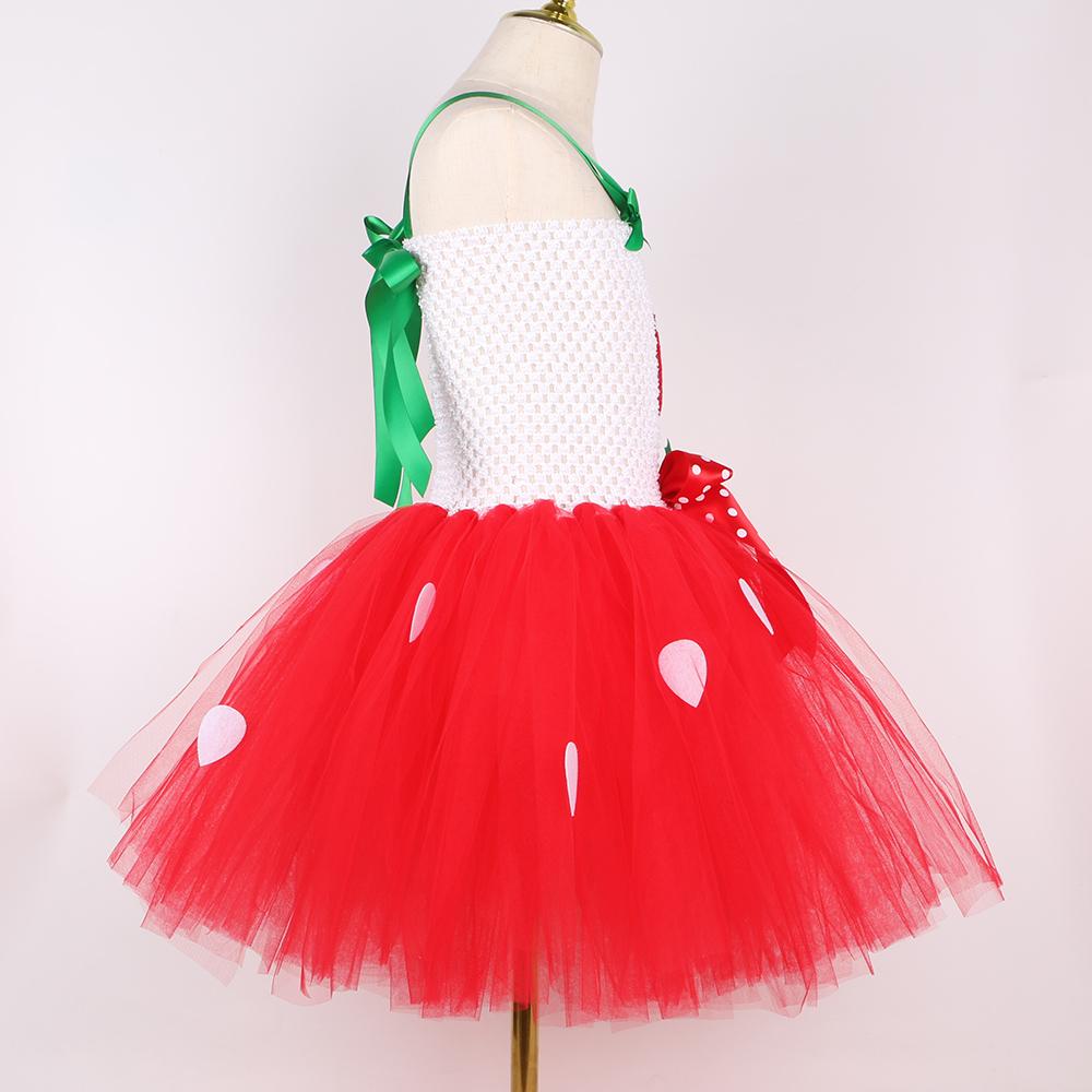 Kids Strawberry Tutu Dress Costume for Girls Birthday Party Tulle Princess Dress Girl Halloween Christmas Carnival Dresses