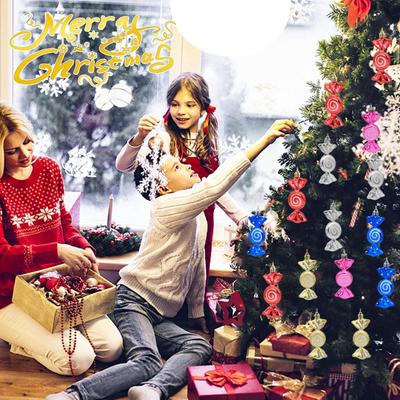 6Pcs Christmas Candy Pendants Hanging Decorations Lanyard Design Bright Color Xmas Tree Candy Ornaments