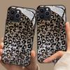 Leopard Print Pattern Glass Material Phone Case For iPhone 17 16 15 14 Pro Max 13 12 11 Pro 17 Air 16E 7 8 Plus XR XS X Cover