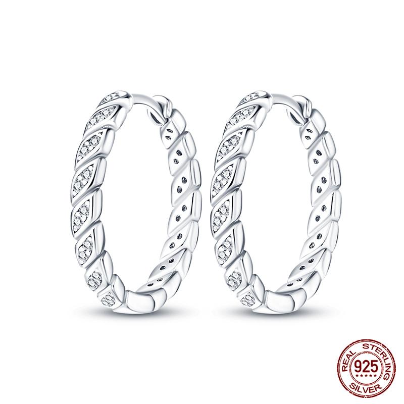 100% 925 Sterling Silver Rose Gold Heart Geometric Pave CZ Hoop Earrings For Women Wedding Engagement Birthday Jewelry Gift 2023