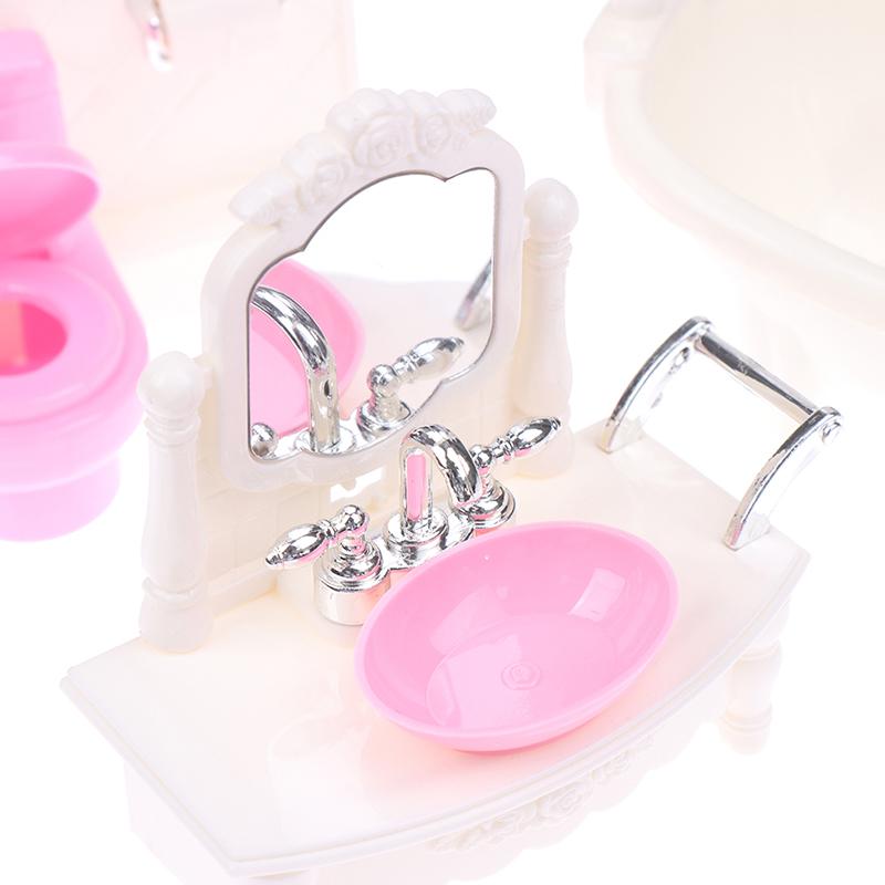 16Cm Doll House Home Furnishings Bathtub Washbasin Toilet Matching Model