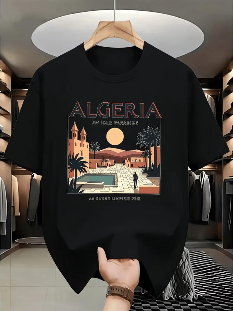 2026 New Maghrebstyle Unisexs Summer Fashion Tshirt with The Algeria Logo on A Round Neck Breathable Moisturewicking T Shirt