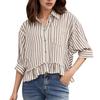 Women's Fashion Casual Shirt Ruffle Button Striped T-Shirt Top