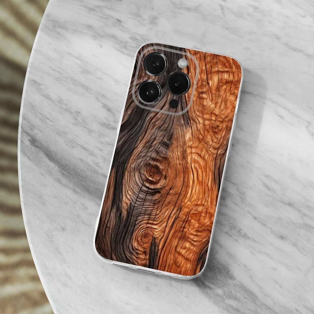 Natural Wood Pattern For iPhone 16,13,12,11,17,14,15,Pro,Max,Plus,X,XS,XR,SE,Mini Transparent Soft silicone Case