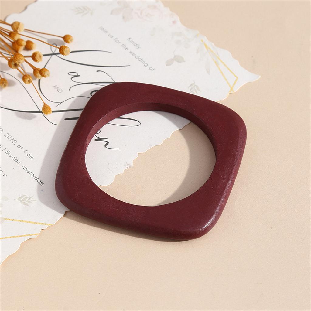Fashion Fun Women Personality Elegant Natural Wood Square DIY Bracelet Jewelry Layering Ladies Vintage Geometric Layering Bangle