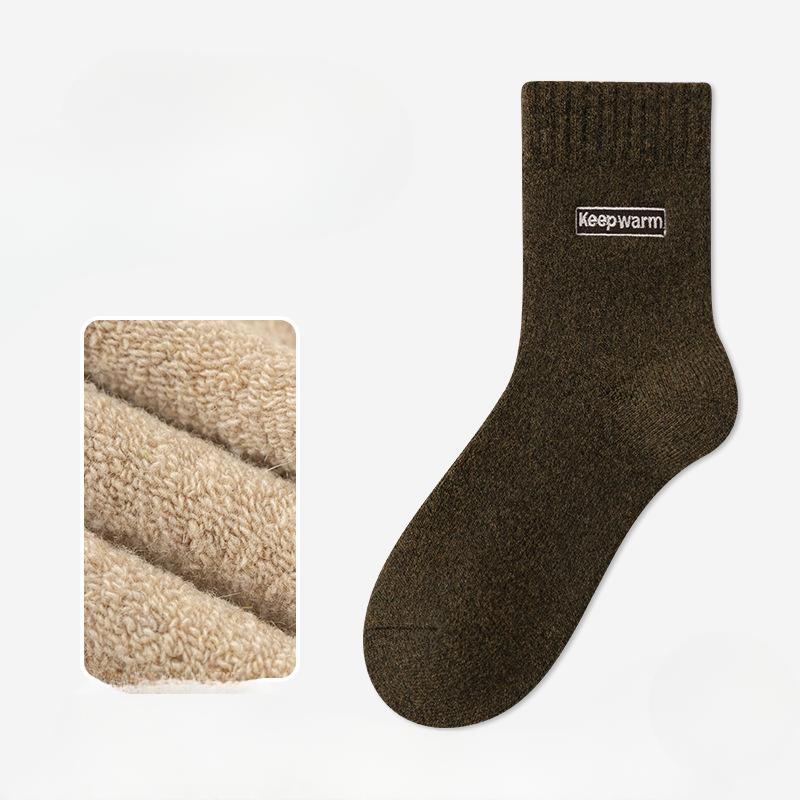 Men's New Autumn and Winter Products Add Velvet and Thick Warm Heating Wool Ring Wool Tube Socks