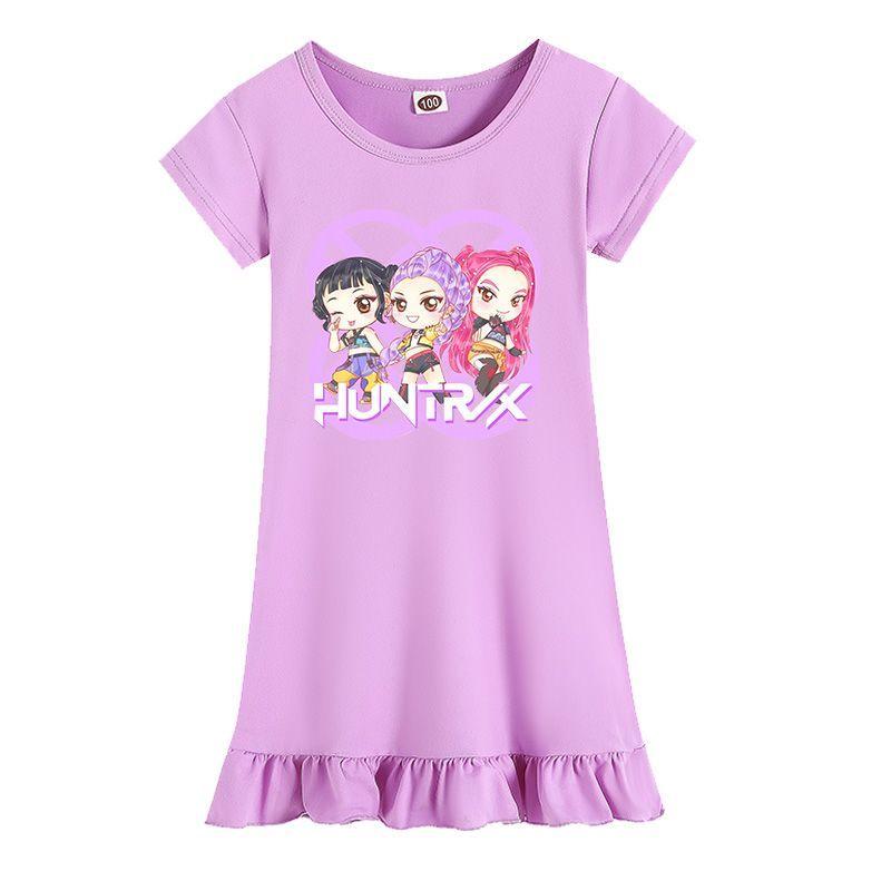 

Cute Kpop Demon Hunters Dress for Children, Summer Girl s Home Sleeping Dress 150 фиолетовый