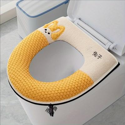 Universal Toilet Seat Cover Winter Warm Soft WC Mat Bathroom Washable Removable Zipper With Flip LidHandle Waterproof Household