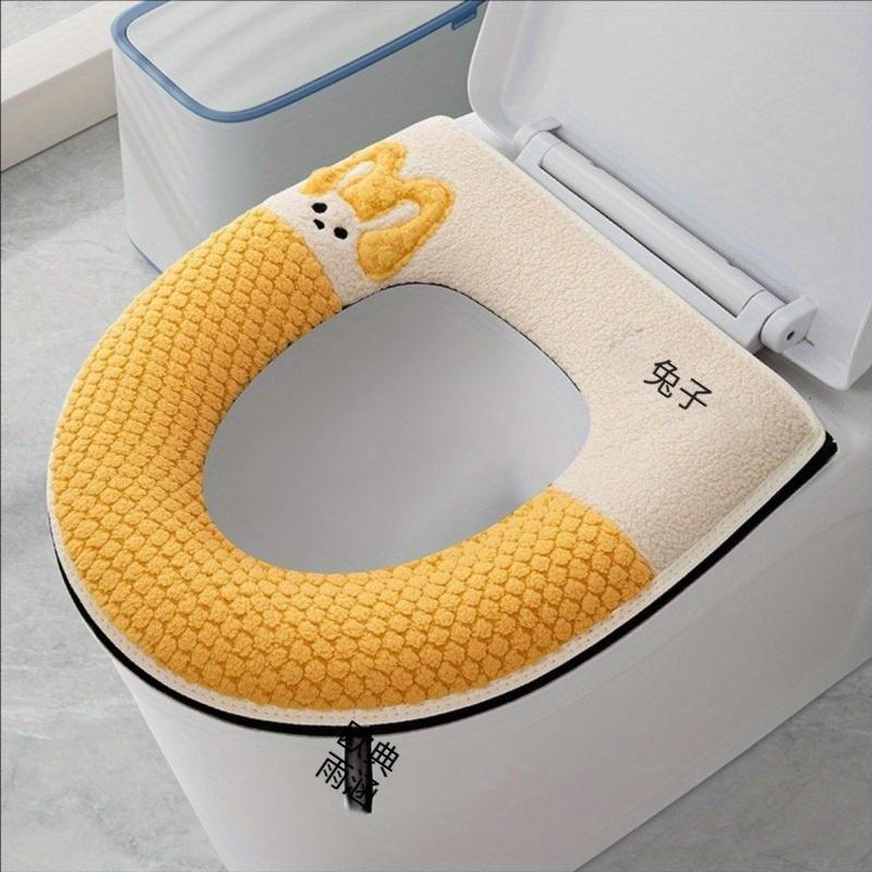 

Универсальный чехол на сиденье для унитаза, зимний теплый мягкий коврик для унитаза, моющийся для ванной комнаты, съемная молния с откидной ручкой, водонепроницаемый бытовой коврик жёлтый